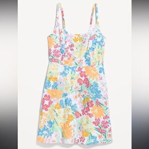 Old Navy large tall linen rayon blend pastel floral spring knee length